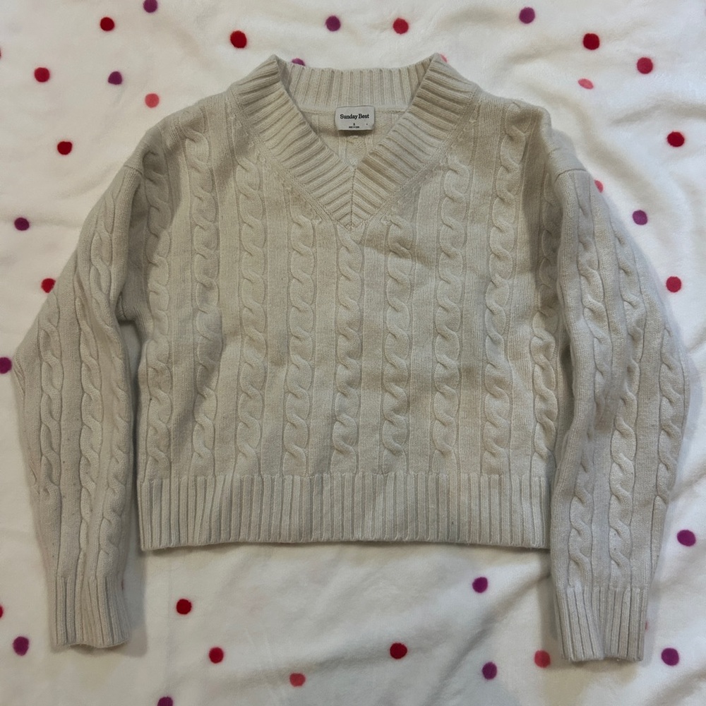 Sunday Best V-Neck Sweater - Cream White